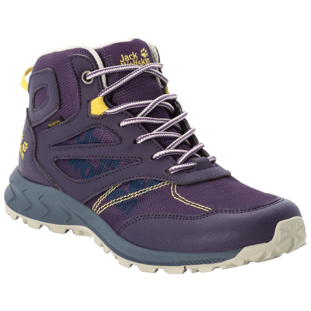 Jack Wolfskin WOODLAND TEXAPORE MID Chaussures Enfant Violette/Jaune - RZXSJNE-63